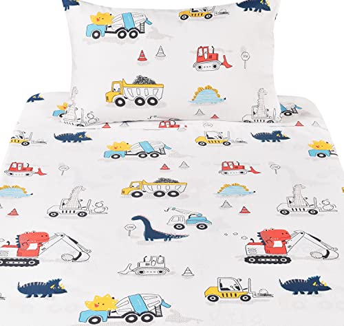 Dinosaur Construction Twin Sheet Set for Kids