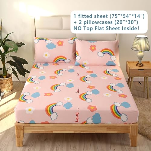 Colorful Rainbow Fitted Sheet Set for Kids