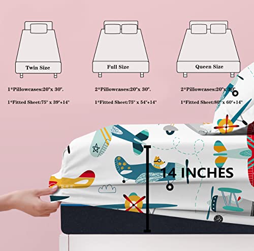 Airplane Twin Bed Sheet Set for Kids