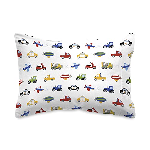 Kids Twin Bed Sheet Set - Blue Trucks & Cars