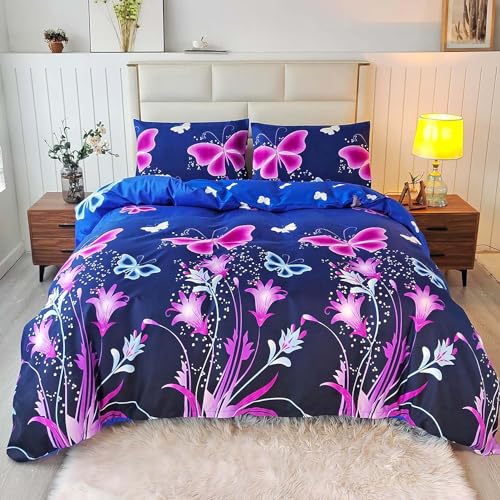 Butterfly Duvet Cover Set - Blue Queen Bedding