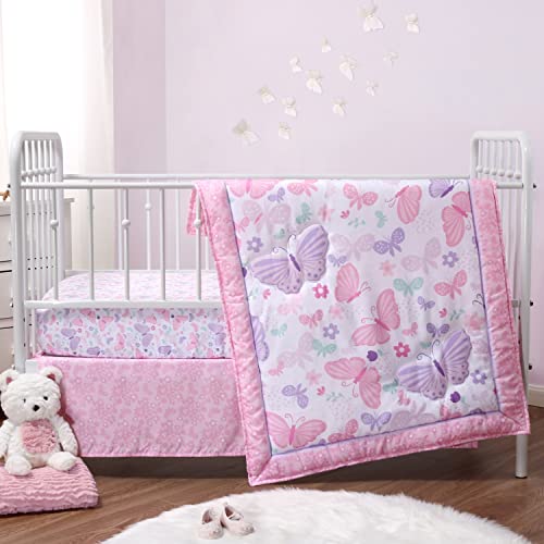 Peanutshell Pink Butterfly Crib Bedding Set