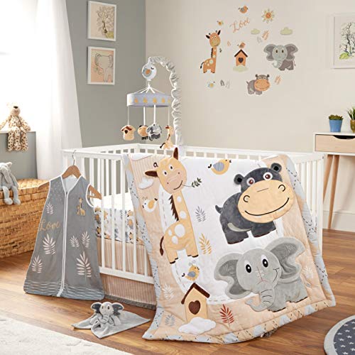 OBERLUX 8-Piece Jungle Animal Crib Bedding Set