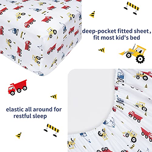 Excavator Toy Theme Kids Twin Sheet Set
