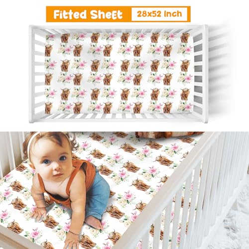 Highland Cow Baby Crib Bedding Set - 3 Pieces