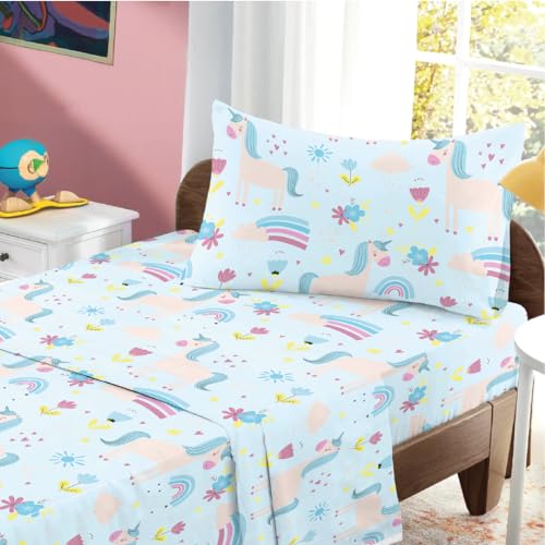 Unicorn 3-Piece Cotton Twin Kids Bedding Set