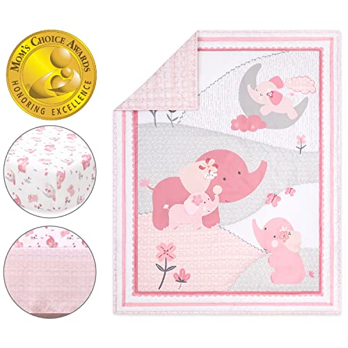 Peanutshell Pink Elephant 3-Piece Crib Bedding Set