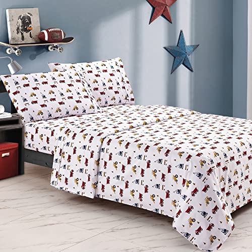 Excavator Toy Theme Kids Twin Sheet Set