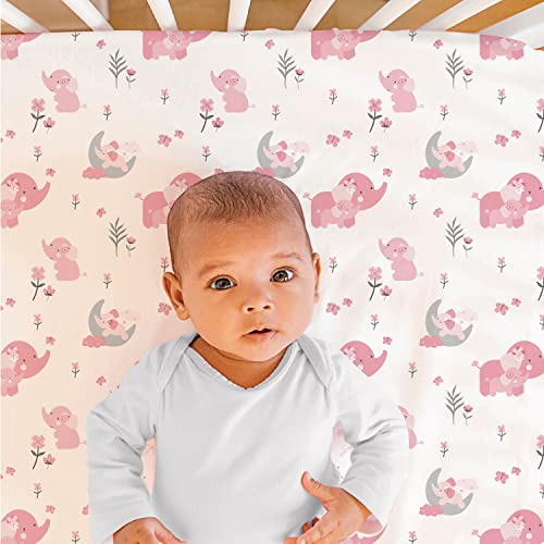 Peanutshell Pink Elephant 3-Piece Crib Bedding Set