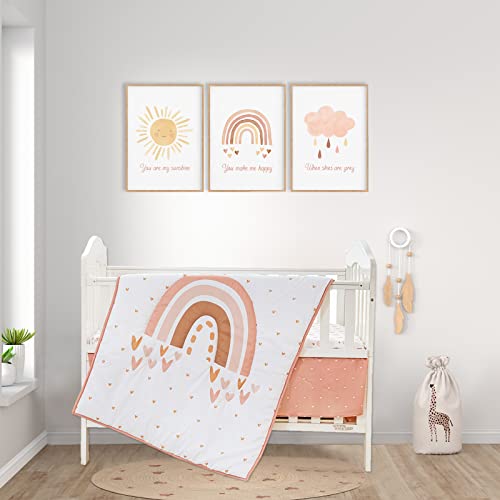 Boho Rainbow 3 Piece Baby Crib Bedding Set