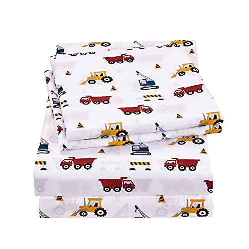 Excavator Toy Theme Kids Twin Sheet Set