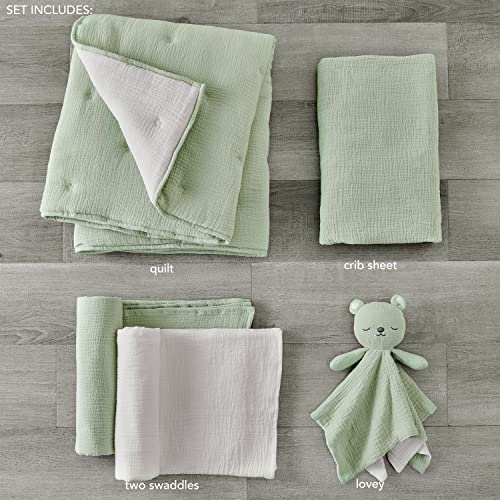 Sage Cloud Muslin 5-Piece Crib Bed Set