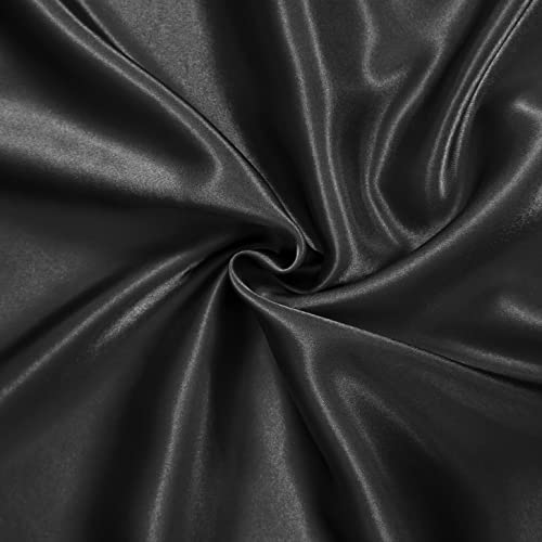 Luxury 7-Piece Black Satin Queen Bed Set