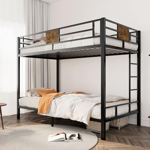 Twin Over Twin Metal Bunk Bed with Ladder