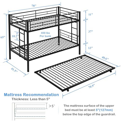 VECELO Twin Over Twin Metal Bunk Bed Set