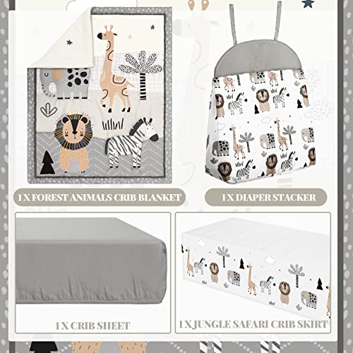 Woodland Forest Animals 4-Piece Crib Bedding Set