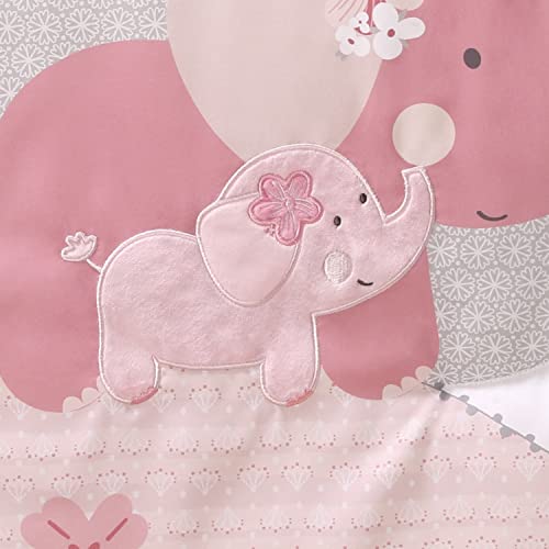 Peanutshell Pink Elephant 3-Piece Crib Bedding Set