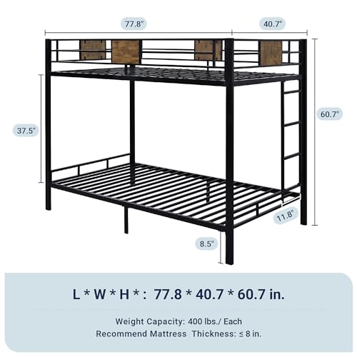 Rustic Twin Over Twin Bunk Bed Frame