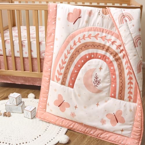 Boho Rainbow Crib Bedding Set for Girls