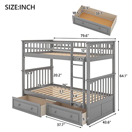 Harper & Bright Twin-Over-Twin Bunk Bed Set