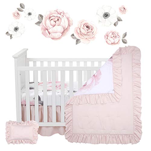 Floral Garden Watercolor Pink 5-Piece Baby Bedding Set