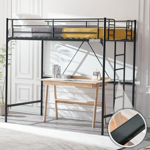 VINGLI Twin Loft Bed with Stairs and Rails