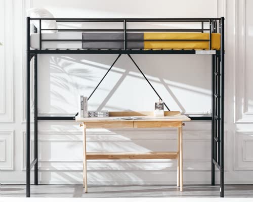 VINGLI Twin Loft Bed with Stairs and Rails