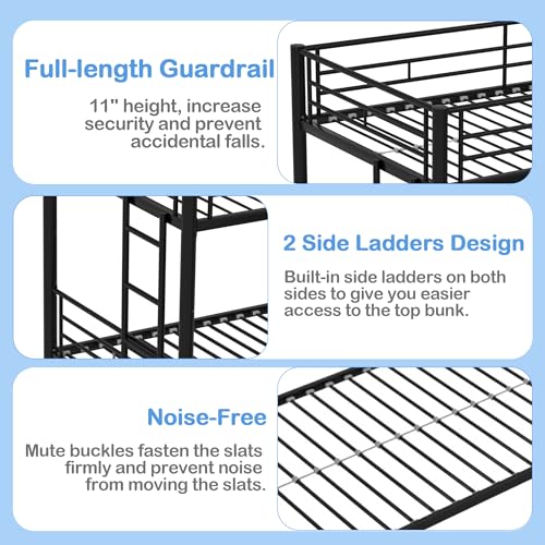 VECELO Twin Over Twin Metal Bunk Bed Set