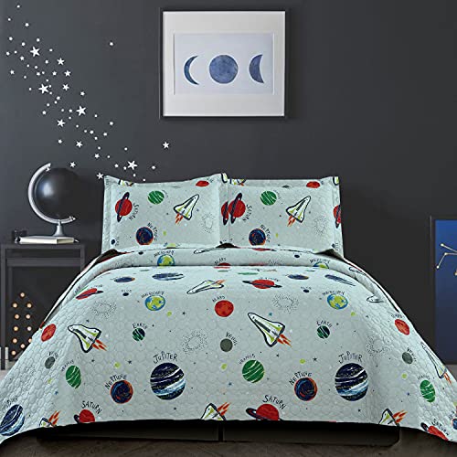 Galaxy Outer Space Adventure Twin Bedspread Set