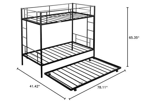 Calabash Twin Metal Bunk Bed with Trundle
