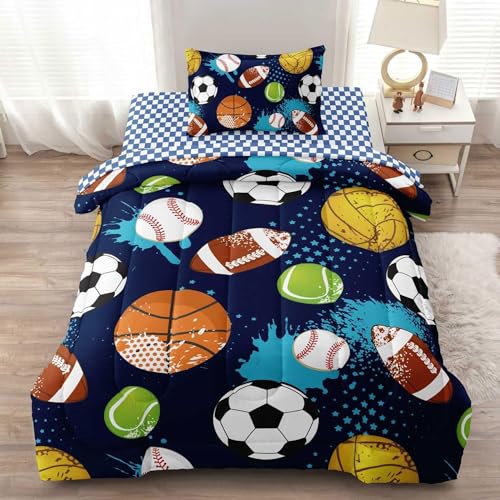 Leaflin Kids Twin Comforter Set - Sports Theme