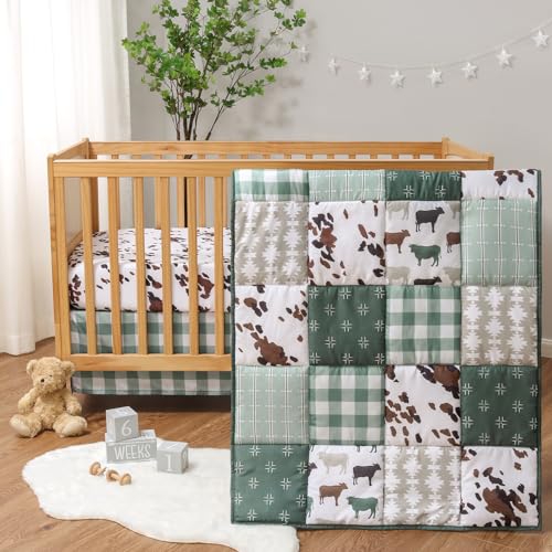 Neutral 3-Piece Cow Print Crib Bedding Set