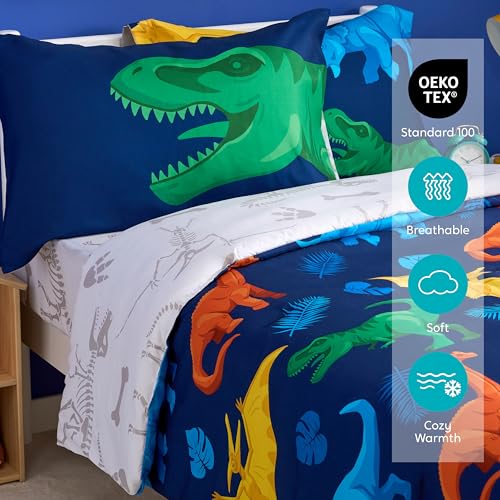 Dinosaur Twin Comforter Set for Kids - 5 Pieces