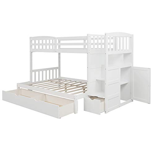 Twin Over Full Bunk Bed with Storage Drawers