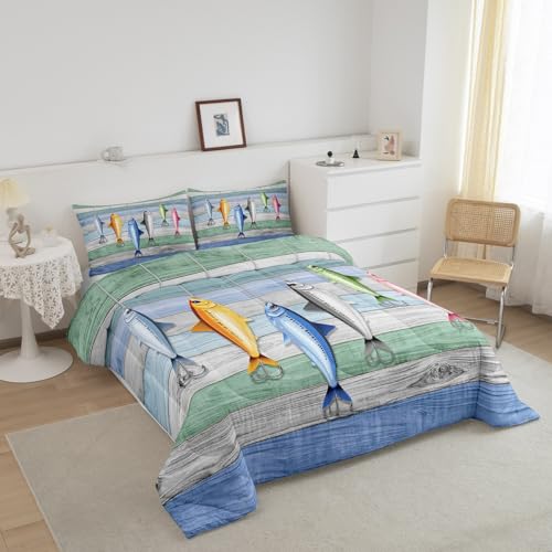 Western Farmhouse Fishing Themed Comforter Set