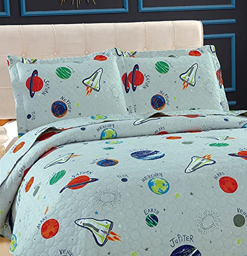 Galaxy Outer Space Adventure Twin Bedspread Set