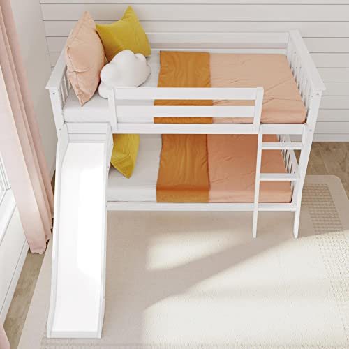 Max & Lily Twin Low Bunk Bed with Slide