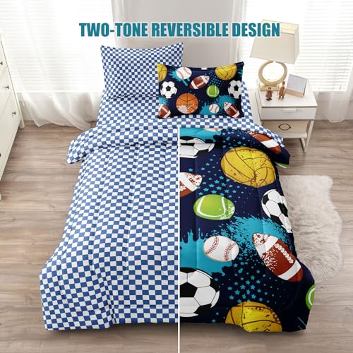 Leaflin Kids Twin Comforter Set - Sports Theme