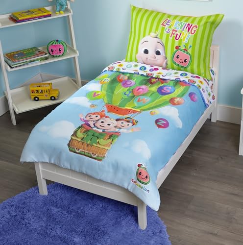 Cocomelon Toddler Bedding Set – 4 Pieces, Blue