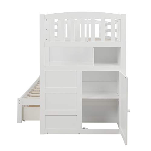 Twin Over Full Bunk Bed with Storage Drawers