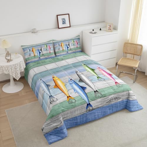 Western Farmhouse Fishing Themed Comforter Set