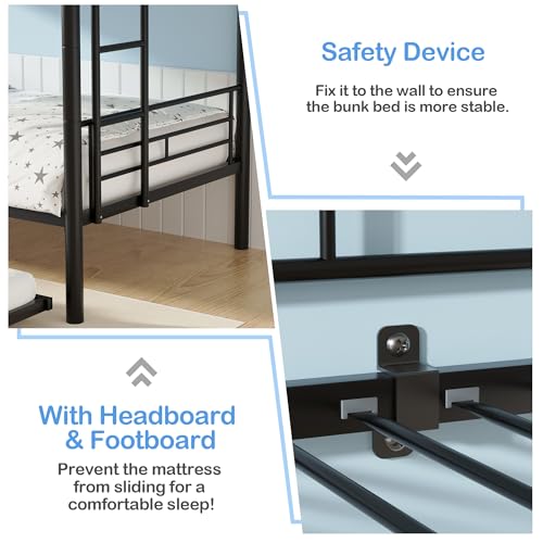 VECELO Twin Over Twin Metal Bunk Bed Set