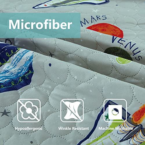 Galaxy Outer Space Adventure Twin Bedspread Set