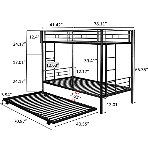 Calabash Twin Metal Bunk Bed with Trundle