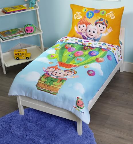Cocomelon Toddler Bedding Set – 4 Pieces, Blue