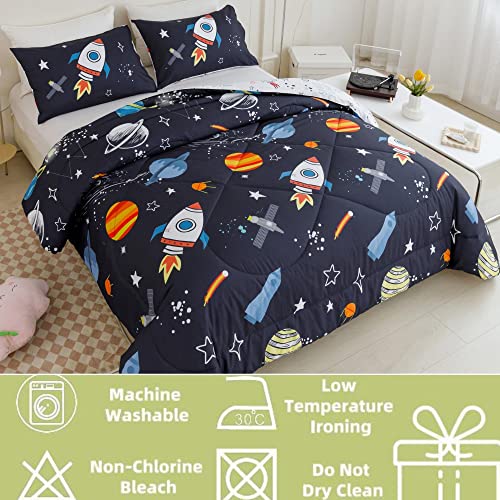 Space Rocket Kids Comforter Set - Queen Size