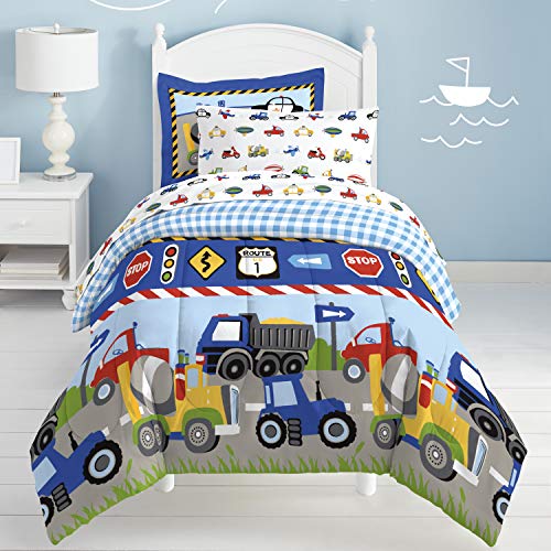 Boys' 5-Piece Trucks and Cars Bedding Set