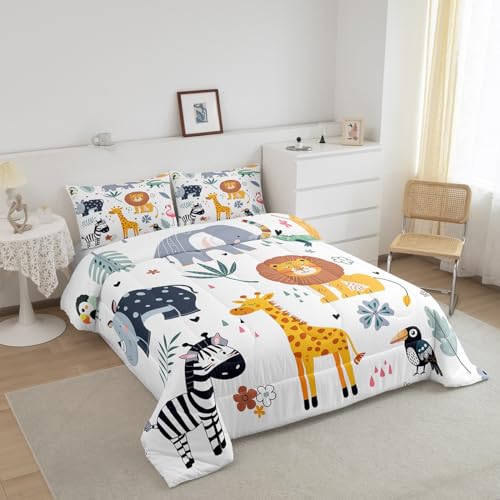 Kids Zoo Animal Comforter Set for Bedroom Decor