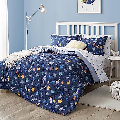 Kids Space Themed Twin Bedding Set, 5 Pieces