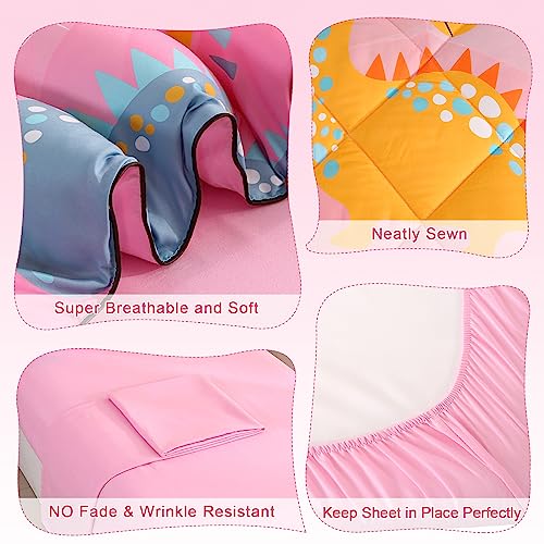 Wowelife Girls' Dinosaur Toddler Bedding Set - 4 Pieces